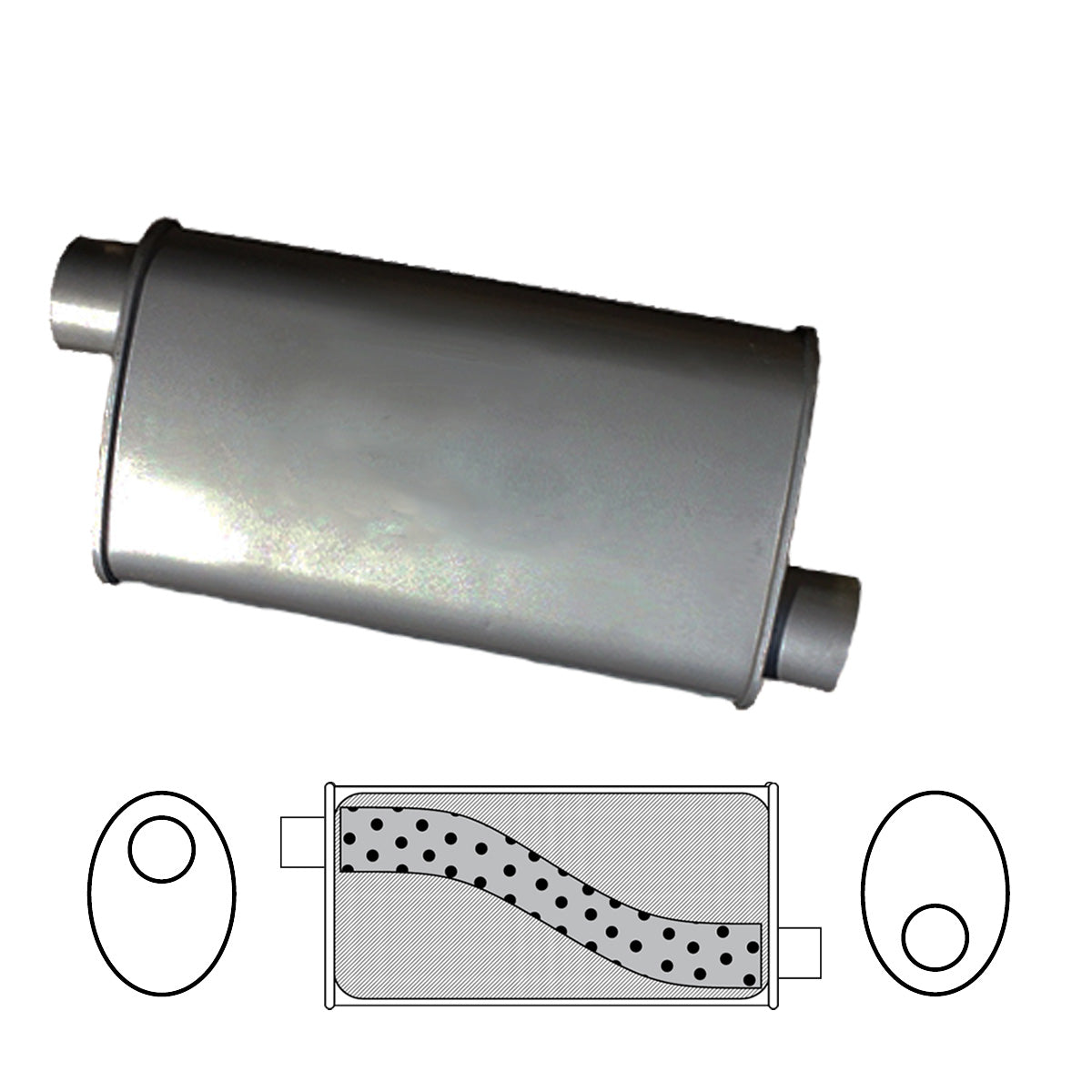 Redback - 2" Megaflow Muffler O/O 16"x8"x4" Oval Aluminised Steel