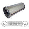 Redback - 5" Round Megaflow Resonator Straight Through 3" Center to Center 12"x5"x5" Round 409 Stainless Steel