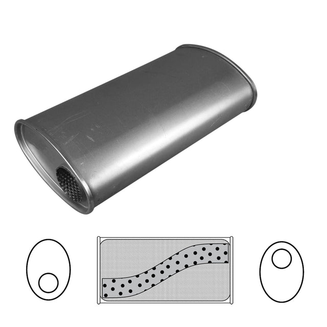 Redback - 3" Universal Muffler Offset/Offset 14"x8"x5" Oval Aluminised Steel