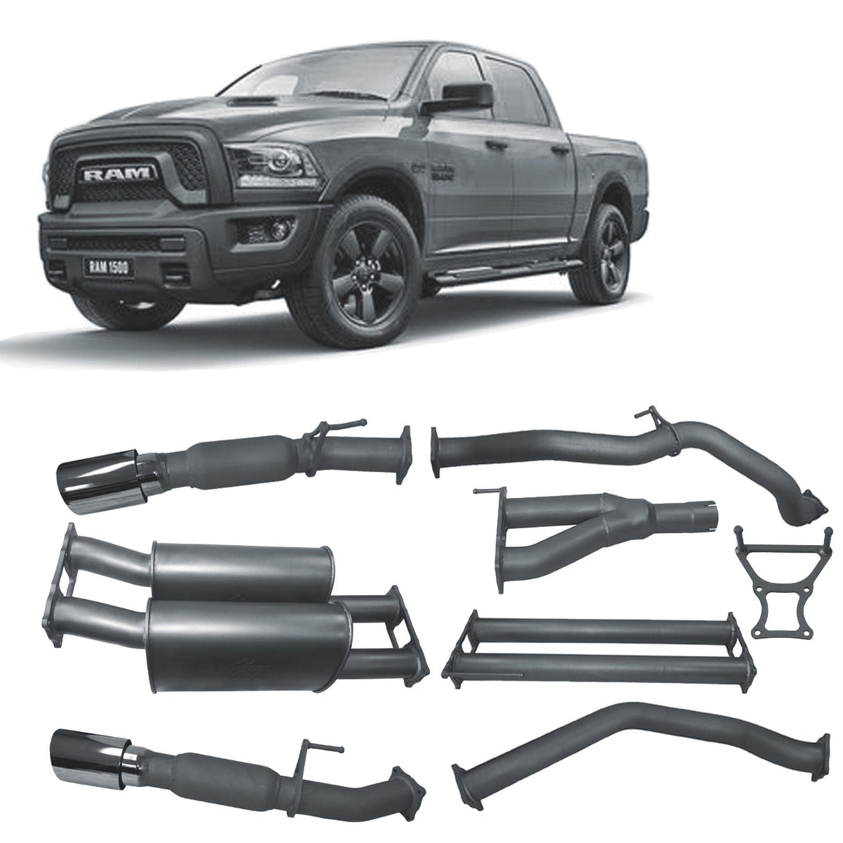 Redback Performance - Dodge RAM 1500 DS 5.7L V8 (12/2018 - on) Exhaust (Extreme Duty 4x4) "Pipe & Muffler"