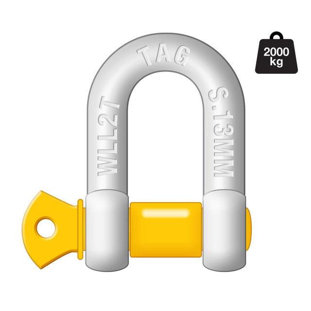 TAG | 13mm D-Shackle 2000kg Carbon Steel Galvanised | Bulk Packed | DSG013BULK