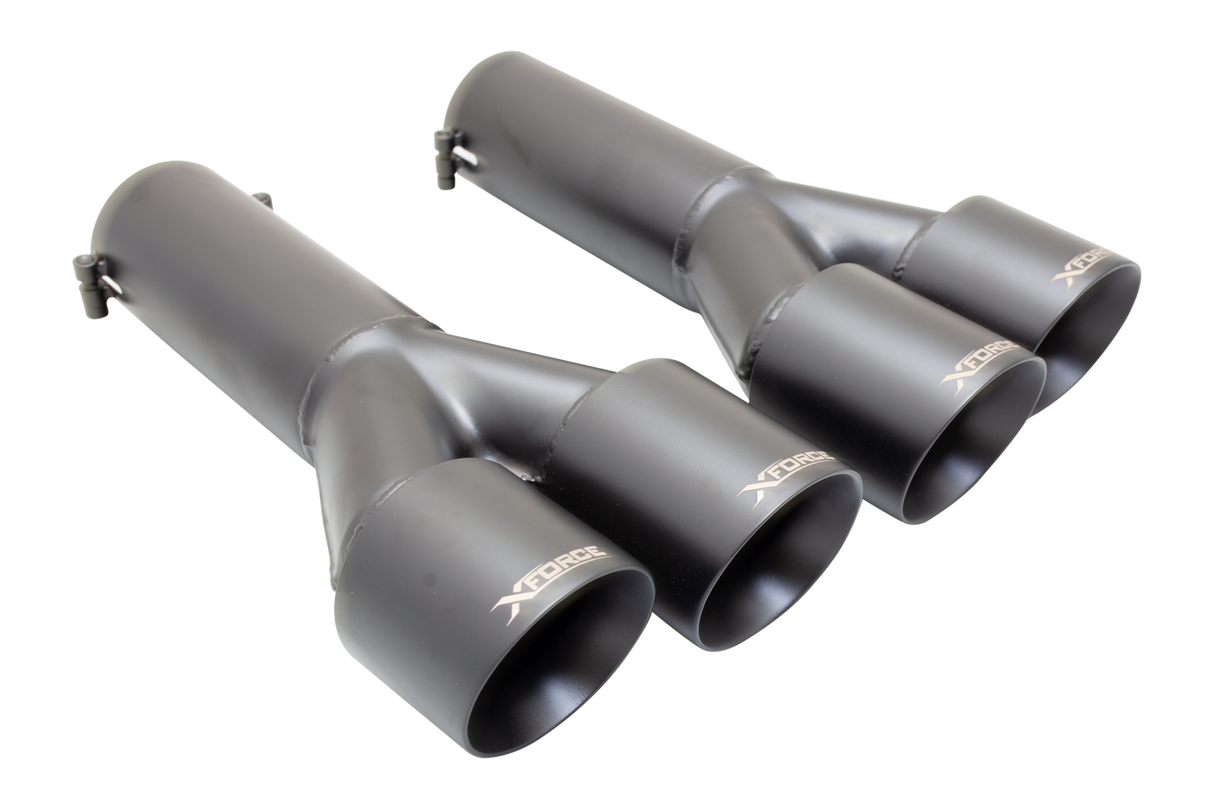 XForce | 2.5" Inlet Black Quad Tips | Holden Commodore VE VF V8 Sedan 2006–2017 | ES-VE35-BLACKTIPS