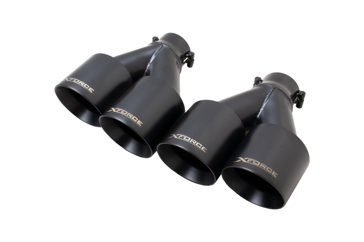 XForce | Matte Black Quad Tips | Subaru WRX STI Sedan 2011–2025 | ES-SW27-BLACKTIPS