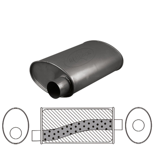 Redback - 3" Universal Muffler Offset/Centre 16"x11"x6" Oval Aluminised Steel