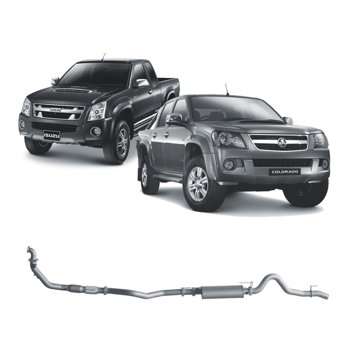 Redback Performance - Holden Rodeo (01/2007 - 06/2008), Colorado (03/2008 - 06/2012), Isuzu D-MAX (01/2007 - 08/2012) Exhaust (Extreme Duty 4x4) "Cat & Muffler"