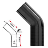 REDBACK | Silicone Hose 3/4" 45° Bend Black | Universal 19mm | HSB045019B