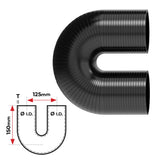 REDBACK | Silicone Hose 2-1/4" 180° Bend Black | Universal 57mm | HSB180057B