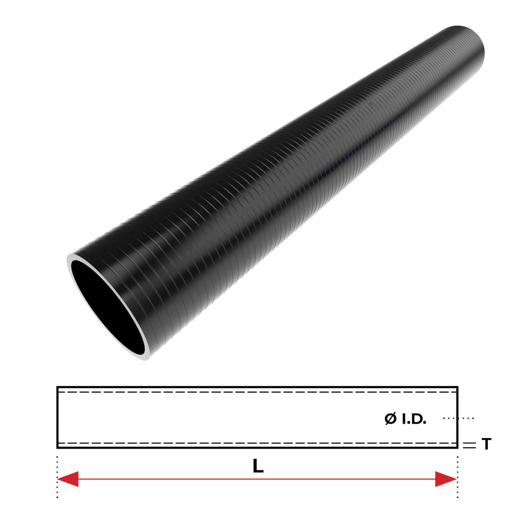 Silicone Hose - Inside Diameter 2-1/2" Inch (63mm), Black, 1M Straight
