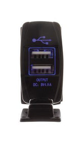 Hulk 4X4 - SWITCH SIZE DUAL USB 4.8a TOTAL 2.4a EACH PORT BLUE LED