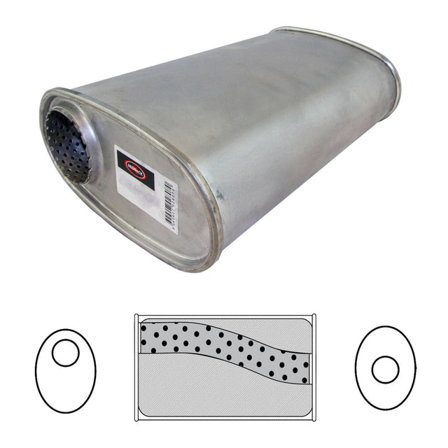 Redback - 2" Megaflow Universal Muffler Offset/Centre 355x203x101mm Oval Aluminised