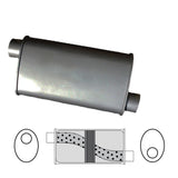 Redback - 2.25" Chambered Universal Muffler Offset/Offset 14"x8"x4" Oval Glass Packed