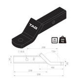 TAG | Heavy Duty Tow Ball Mount | 208mm Long 18mm Drop 50mm Square Hitch | L4045