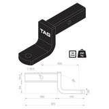 TAG | Heavy Duty Tow Ball Mount | 203mm Long 70mm Drop 50mm Square Hitch | L4181