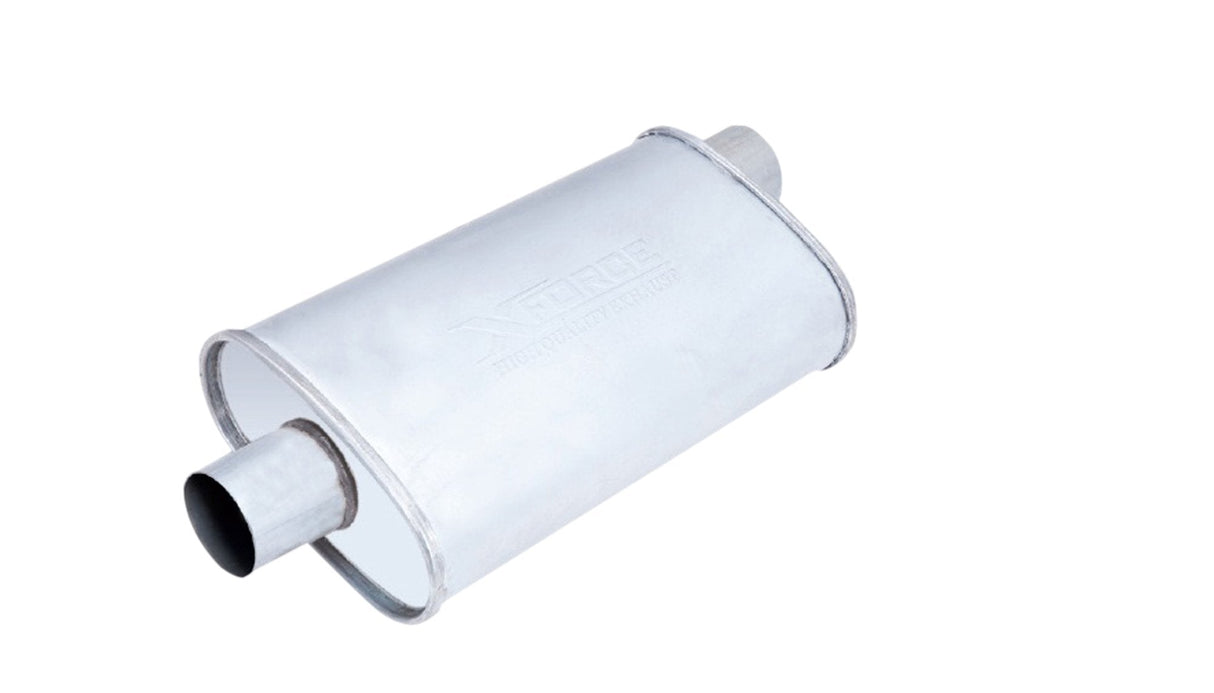 XForce | 2.25" Offset-Centre Performance Muffler | 4"x8"x14" 304 Stainless Steel | VX08-1457(409)
