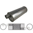 Redback - 2" Universal Muffler Offset/Offset 22"x6" Round Aluminised Steel (Left Hand Rotation Triflow)