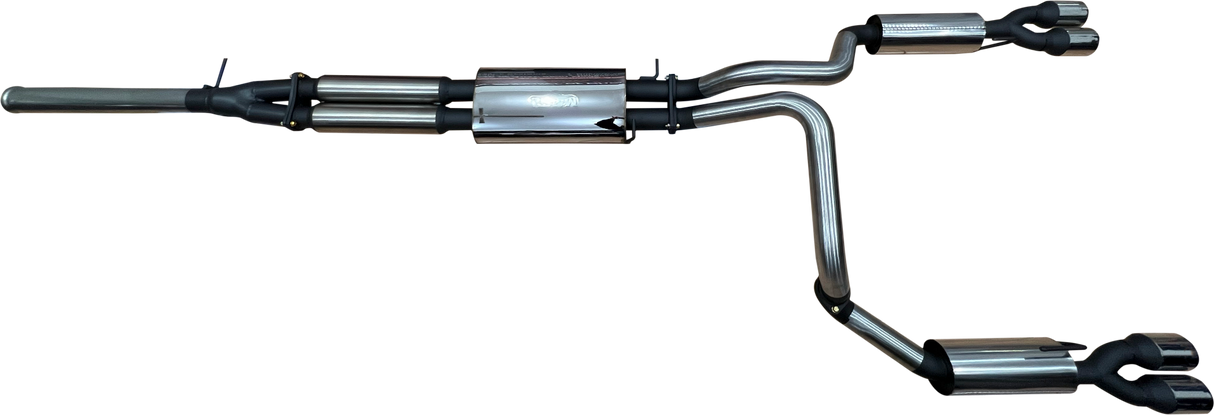 Manta - Chevrolet Silverado (2019-2024) 1500 6.2L V8 - 3" Stainless Dual Cat Back Exhaust System with Hotdogs & Muffler Centre  + Mufflers Rear with Quad Tips