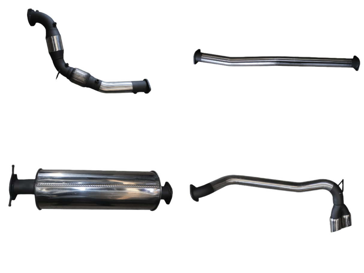 Manta - Ford Ranger Ute PX MkII, MkIII 3.2L CRD (2015-2022) - Turbo Back - 3" Stainless Single Exhaust with Cat & Muffler - Twin Tip Side Exit