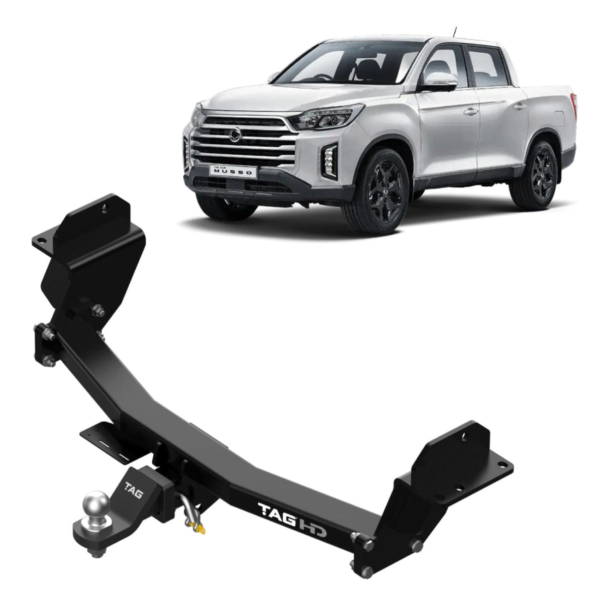 TAG - SsangYong Musso Ute Short Wheel Base (2018 - On) Heavy Duty Towbar & Direct Fit Wiring