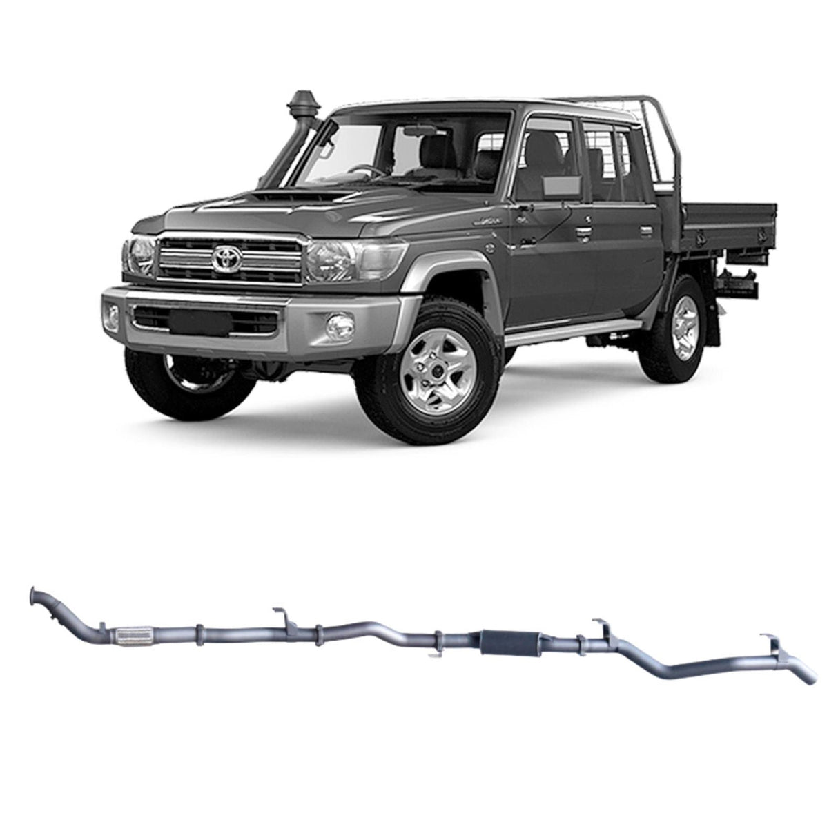 Redback Performance - Toyota Landcruiser 79 Series Double Cab with Auxiliary Fuel Tank (01/2012 - 10/2016) Exhaust (Extreme Duty 4x4) "Pipe & Resonator"
