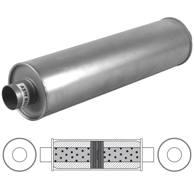 Redback - 2 1/4" Chambered Muffler Centre/Centre 24"x6" Round Aluminised Steel