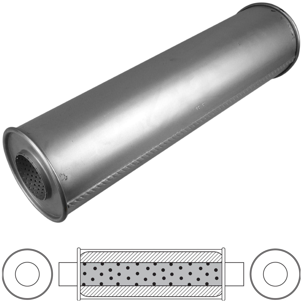 Redback - 4" Glass Packed Resonator Muffler Centre/Centre 36"x8"x8" Round Aluminised