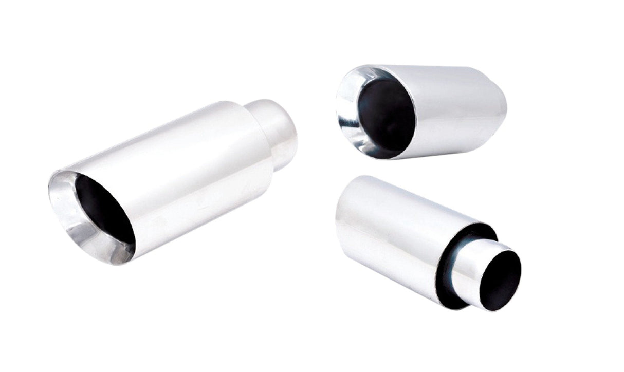 XForce | 4" Angle Cut Double Wall Exhaust Tip | 3" Weld-On Inlet | Polished Stainless | TS-AW4-76