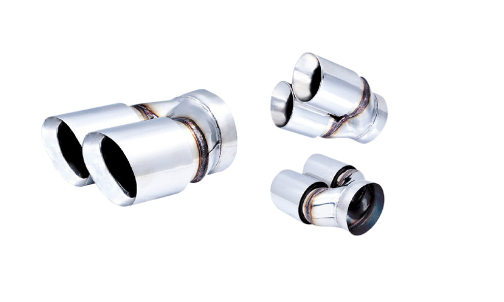 XForce | Twin 3.5" Round Angle-Cut Exhaust Tips | Double Wall 304 Stainless Steel | TY-AW35-89