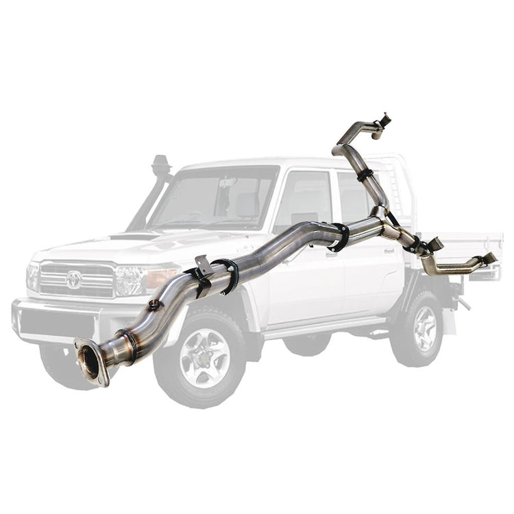 ESA | 4" into Twin 3" DPF Back Exhaust | Toyota Landcruiser 79 Series VDJ79 Ute 4.5L V8 2016-Onwards | TY222-POSS