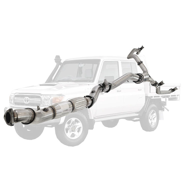 ESA | 4" into Twin 3" Turbo Back Exhaust DPF Delete | Toyota Landcruiser 79 Series VDJ79 4.5L V8 | TY226