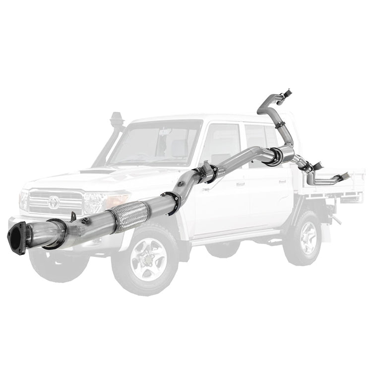ESA | 4" into Twin 3" Turbo Back Exhaust DPF Delete | Toyota Landcruiser 79 Series VDJ79 4.5L V8 | TY226