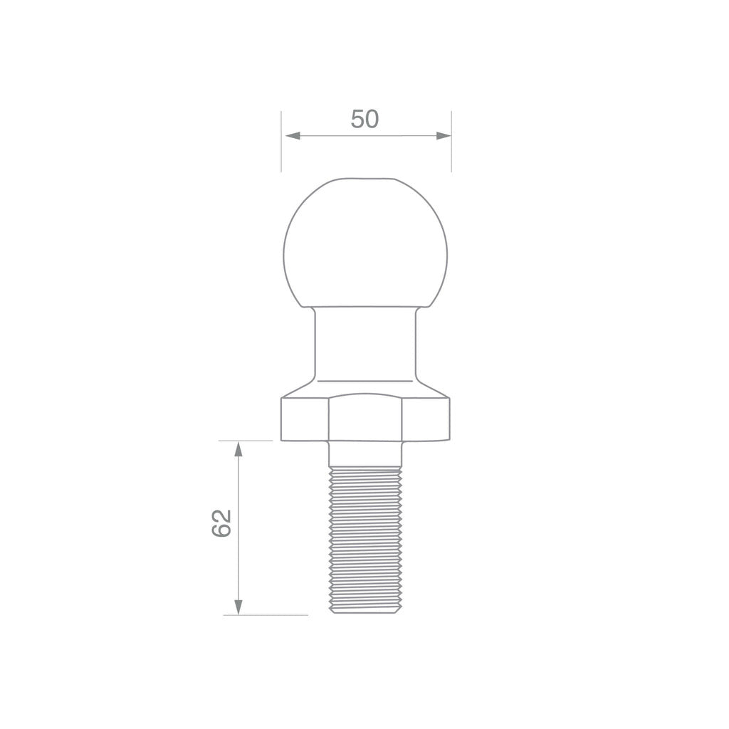 TAG | Zinc Plated Tow Ball | 50mm Diameter 3.5 Tonne 62mm Shank | UNT010ZP