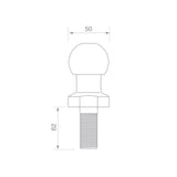 TAG | Zinc Plated Tow Ball | 50mm Diameter 3.5 Tonne 62mm Shank | UNT010ZP