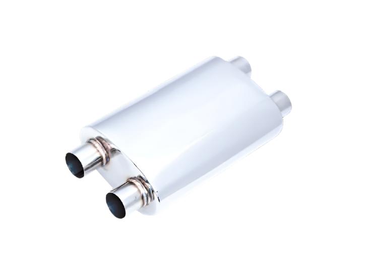XForce | Twin 2" In/Out Performance Muffler | 5"x8"x14" 304 Stainless Steel Oval | VX15-1451