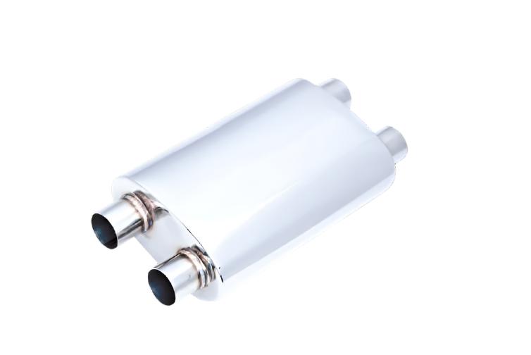 XForce | Twin 2.5" In/Out Performance Muffler | 5"x8"x14" 304 Stainless Steel | VX15-1463