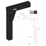 TAG - Adjustable Heavy Duty Tow Ball Mount 90° Face, 50mm Square Hitch - 360mm Drop, 385mm Rise