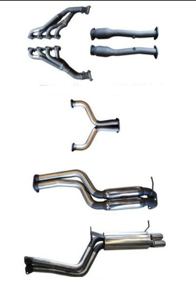 Manta - Ford Falcon BA, BF V8 Sedan & FPV GT, GT-P. 5.4L BOSS Sedan 4V (2002-2008) - Full System - 1 3/4" Extractors + Cats with 2.5" Stainless Dual Cat Back - Hotdog/Muffler
