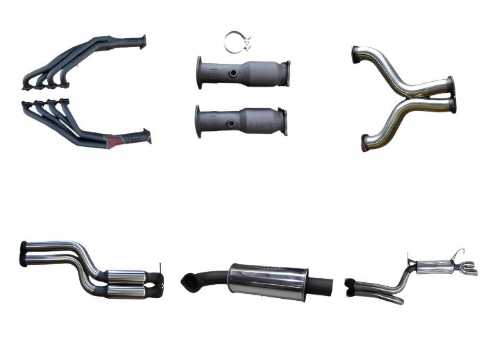 Manta - Ford Falcon BA, BF V8 Sedan & FPV GT, GT-P. 5.4L BOSS Sedan 4V (2002-2008) - Full System - 1 3/4" Extractors + Cats with 3" Stainless Dual Cat Back - Dual Exit - Hotdog/Muffler