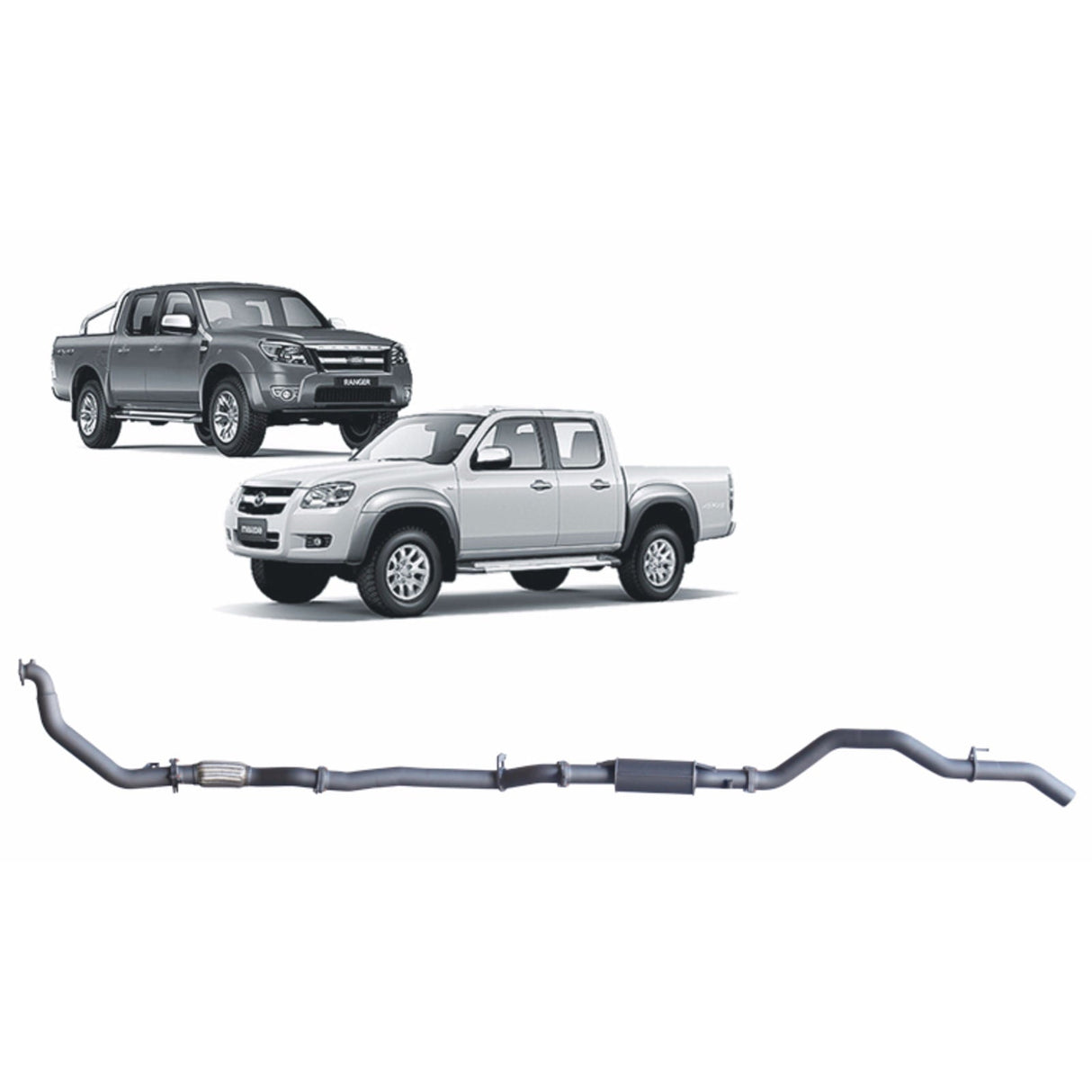 Redback Performance - Ford Ranger (01/2006 - 08/2011), Mazda BT-50 (11/2006 - 10/2011) Exhaust (Redback 4x4 Extreme Duty) "Pipe & Resonator"
