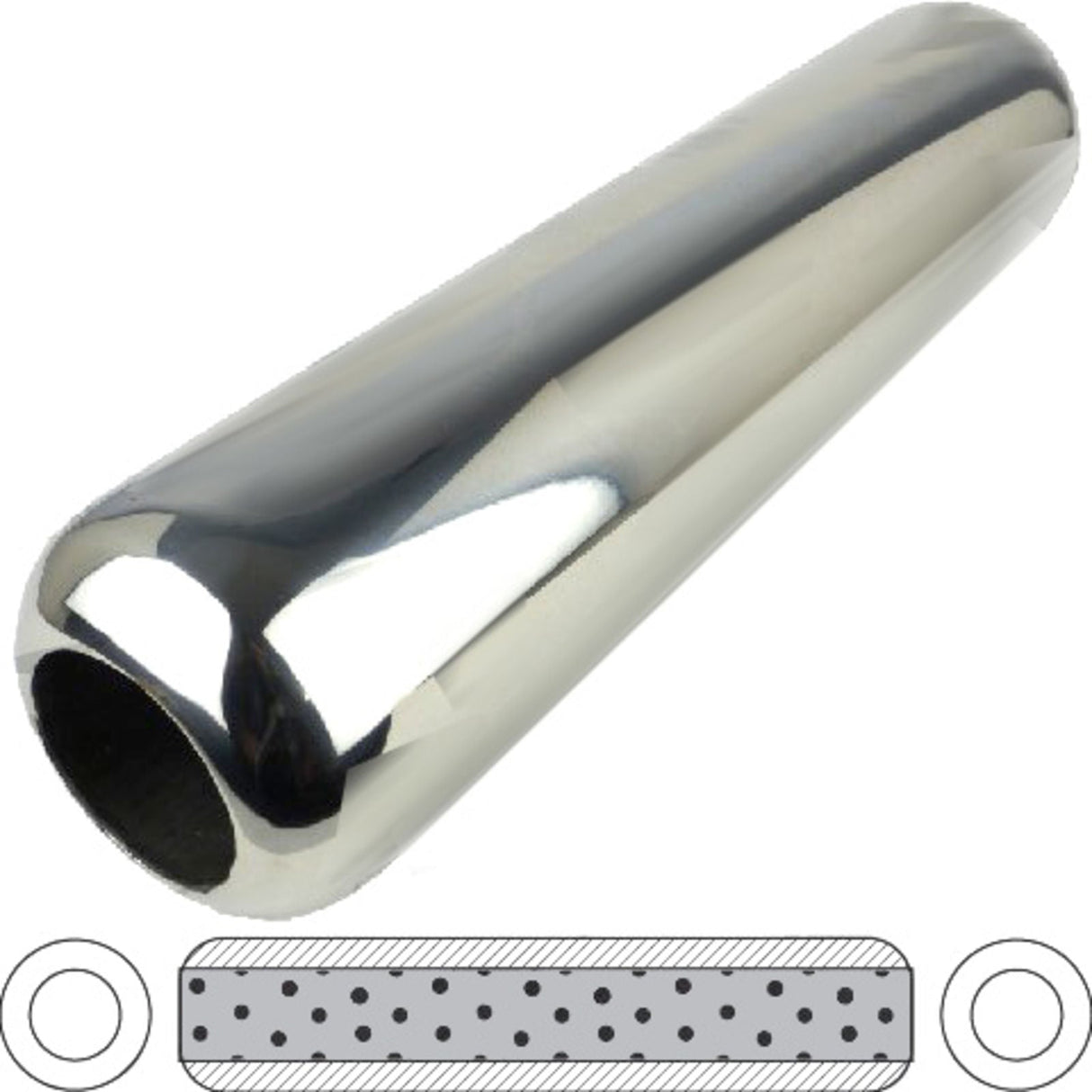 Hotdog - 2 1/2" ID - 15" Long Perforated Hotdog - Stainless Steel