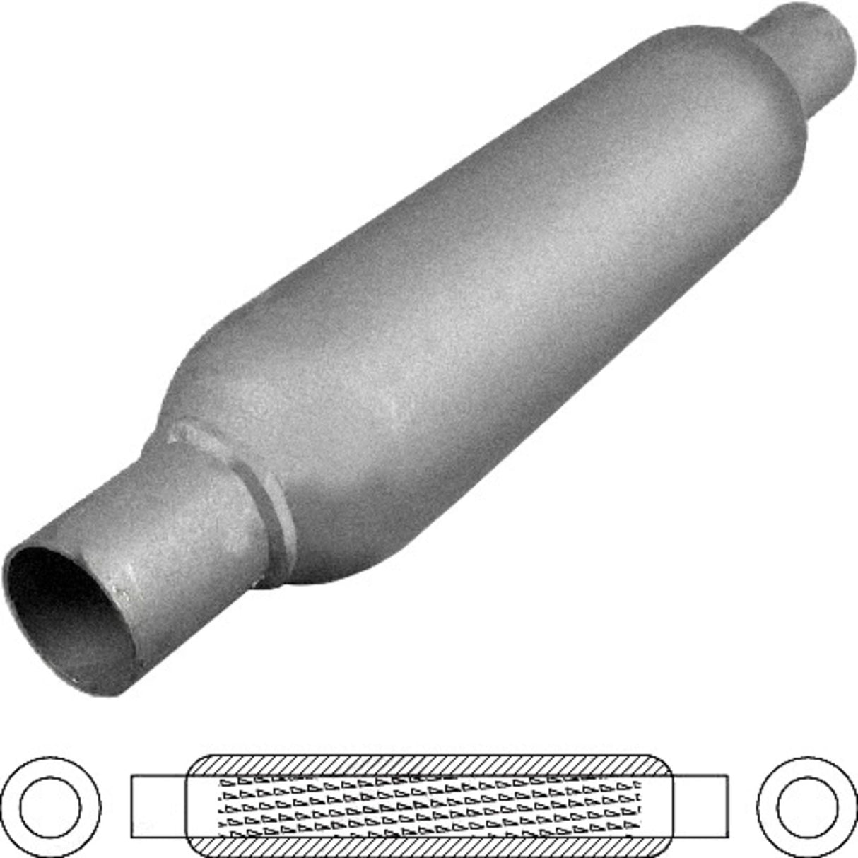 Redback - 2.25" Hotdog Center to Center 18"x3.5" Round Mild Steel Spiral Louvered With Spigots