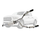 ESA | Stainless Steel Twin 3" Catback Exhaust 5" Black Chrome Tips | RAM 1500 DT Limited Laramie | ST605-615BCT-SS