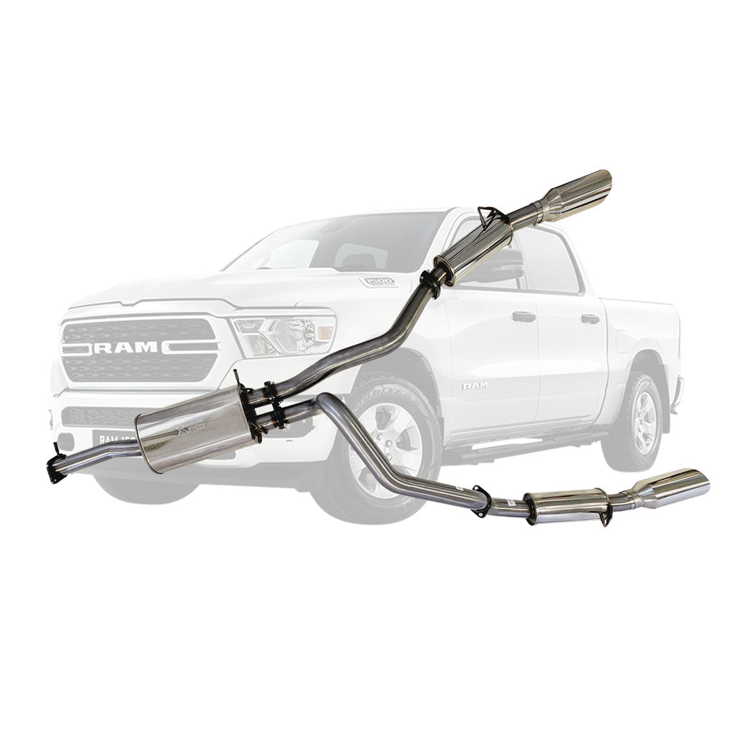ESA | Stainless Steel Twin 3" Catback Exhaust 5" Polished Chrome Tips | RAM 1500 DT Limited Laramie | ST605-615CT-SS
