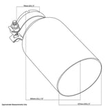 Exhaust Tip - 3" In - 5" Out - 12" Long (Angle Cut - Inner Cone - 304 Stainless)