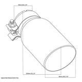 Exhaust Tip - 2.5" In - 3 1/2" Out - 8" Long (Angle Cut - Inner Cone - 304 Stainless)