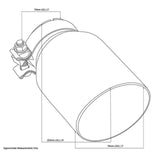 Exhaust Tip - 3" In - 4 1/2" Out - 8" Long (Angle Cut - Inner Cone - 304 Stainless)