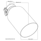 Exhaust Tip - 2 1/2" In 5" Out 12" Long SS304 (Clamped Tip- Angle Cut)
