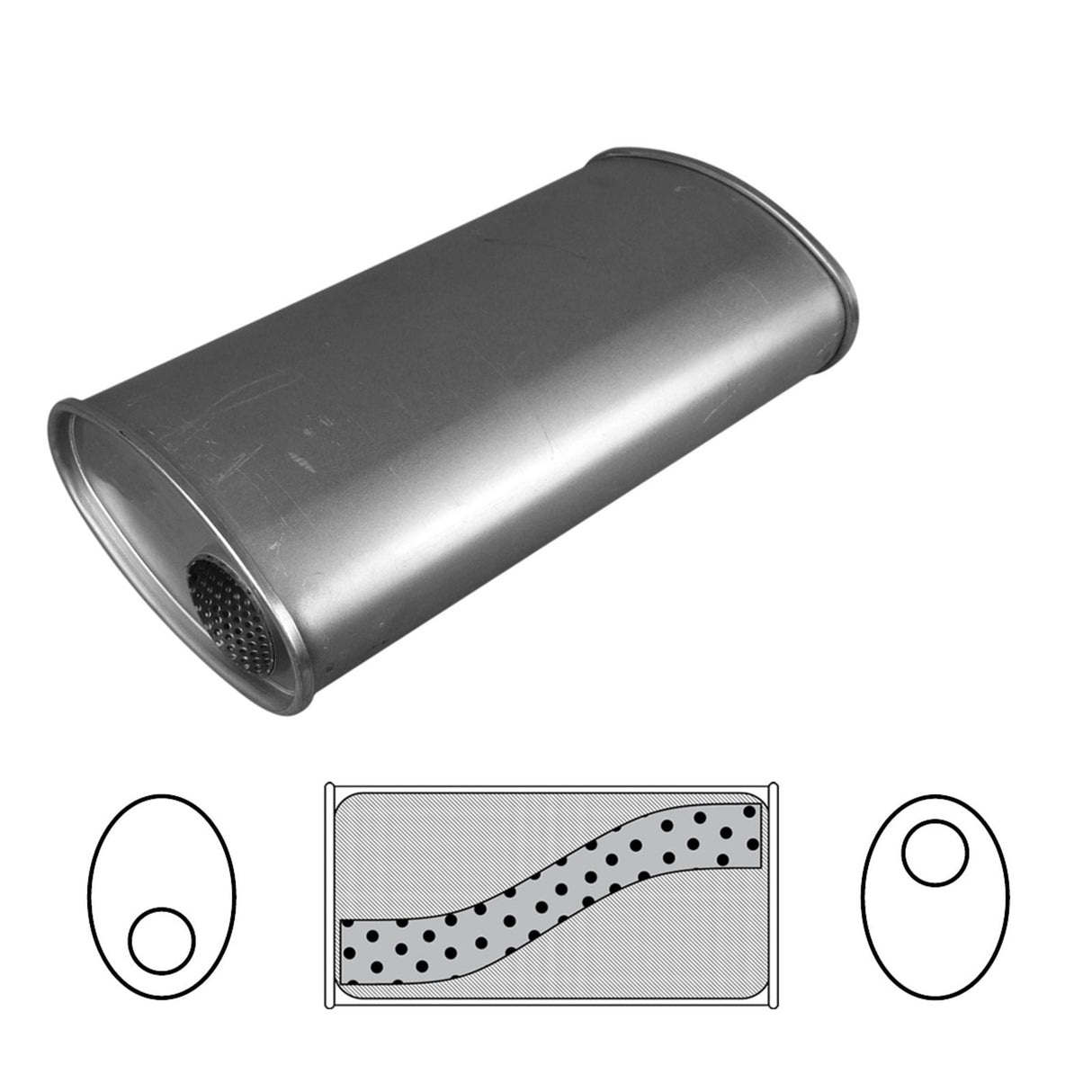 Redback - 2" Universal Muffler Offset/Offset 406x203x101mm Oval Aluminised