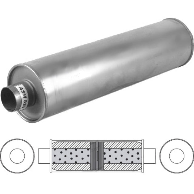 Redback - 2" Baffled Universal Muffler Centre/Centre 24" Round Aluminised