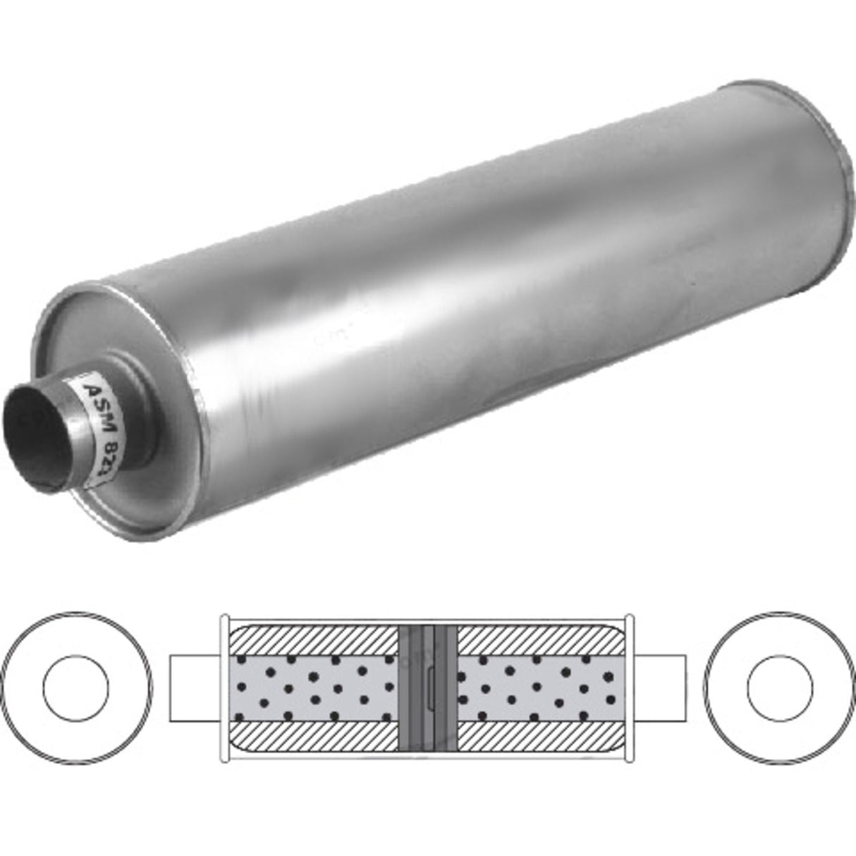 Redback - 3" Chambered Muffler Centre/Centre 24"x6" Round Aluminised