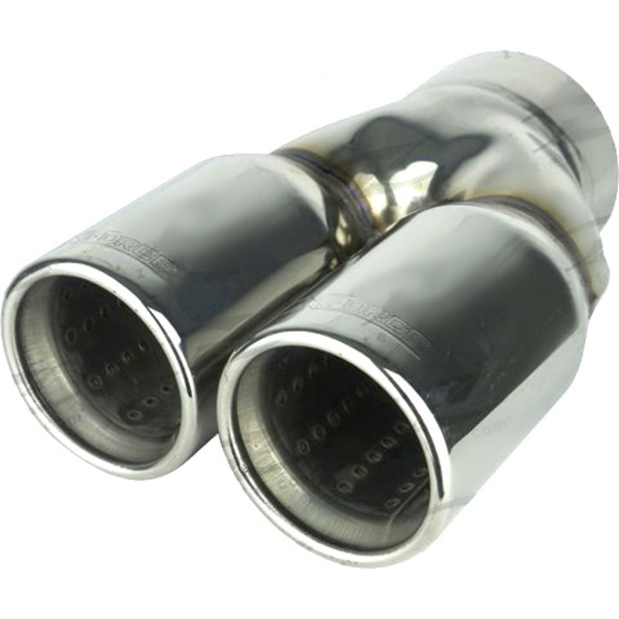 XFORCE - 3" Inch Inlet Twin 80mm Straight-Cut Round Double-Wall Tip (Single In, Twin Out)